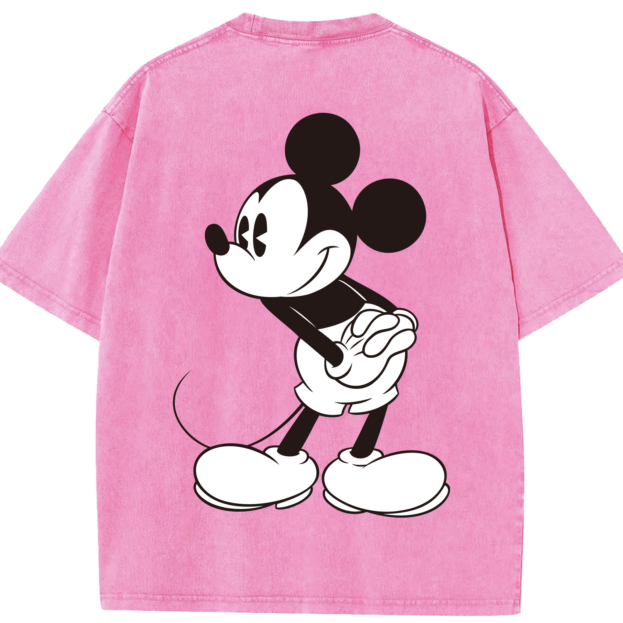 （画像用） ミッキーマウス Mickey Mouse 綿100% ヴィンテージ風 半袖Tシャツ（背面プリント）